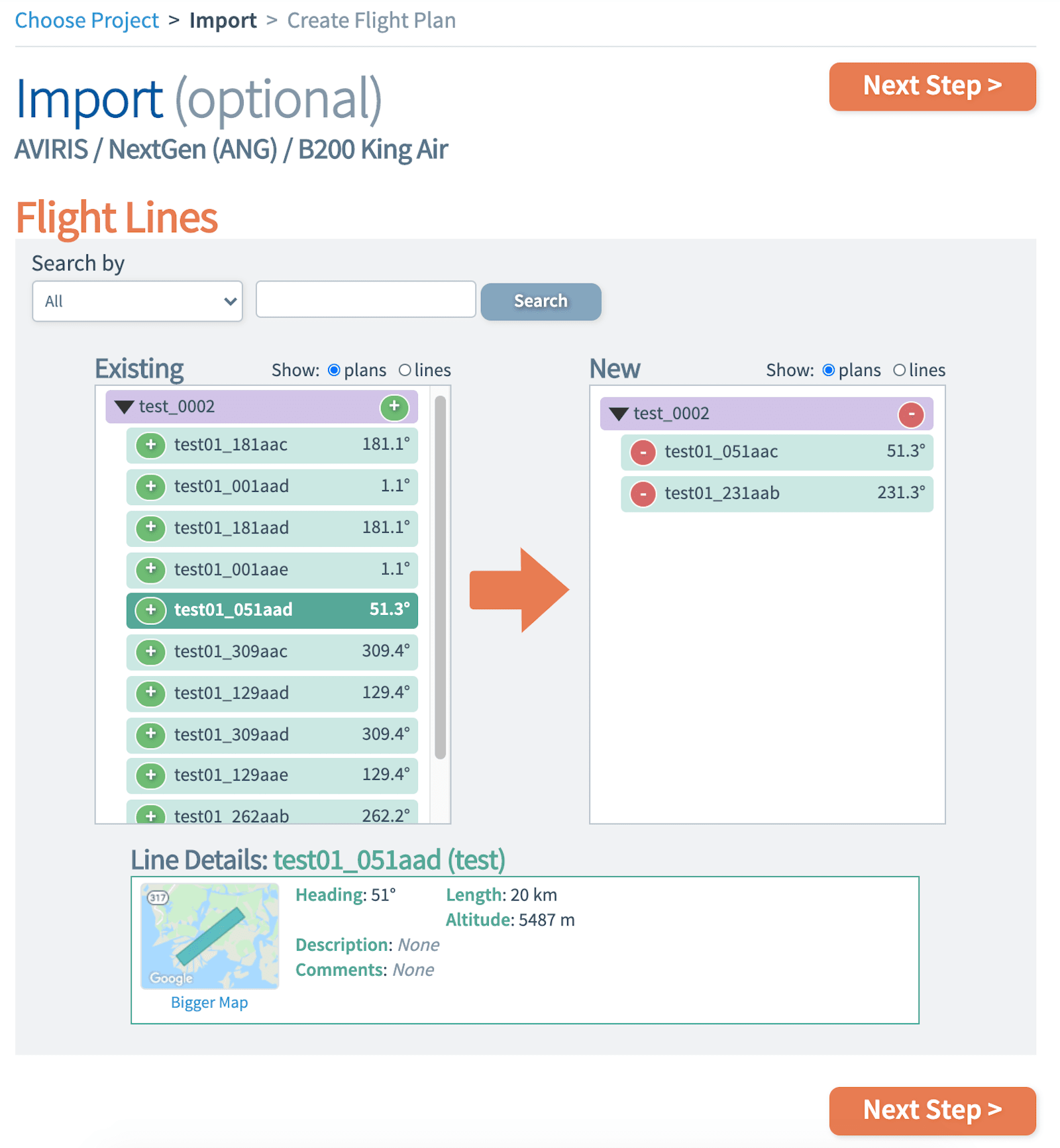 Screenshot of the Import page