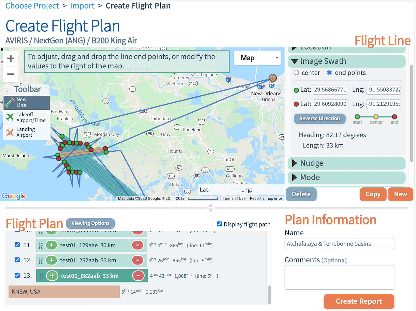 Screenshot of the Create Flight Plan page